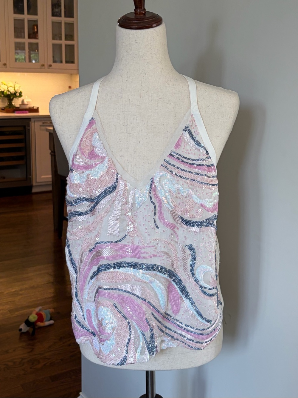 Anthropologie Tiny Sequin Embellished Tank Top Size Small